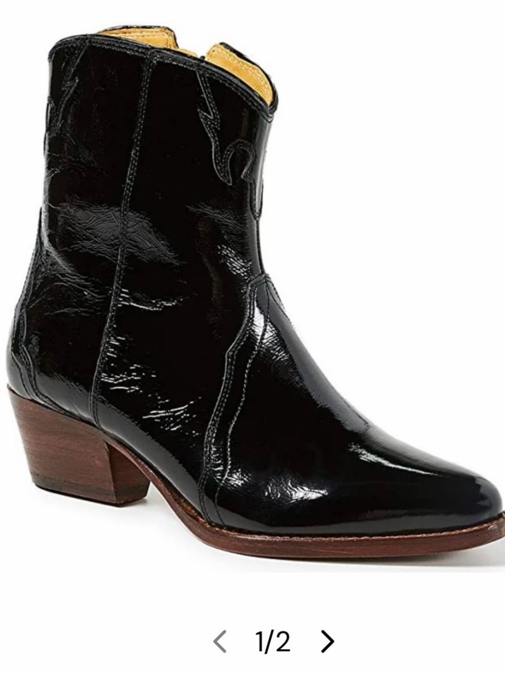 Free People Women's Black Patent Leather Western Ankle Boot
